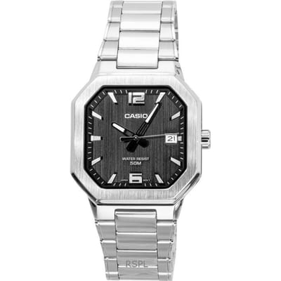 Casio Analoog Roestvrij Staal Zwarte Wijzerplaat Kwarts MTP-B195D-1AV Herenhorloge zwart