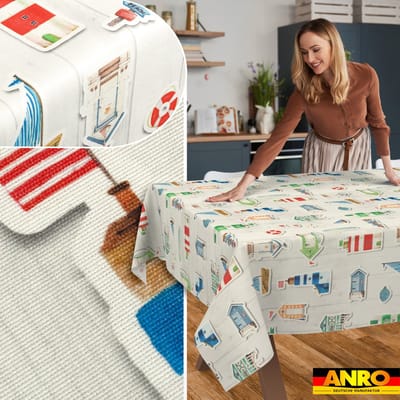 ANRO Tafelkleed Daphne bloemen Beige 130x90cm Rechte rand Afwasbaar Waterafstotend Binnen & Buiten