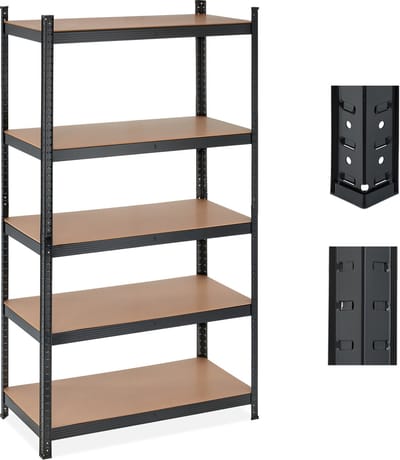 stellingkast - 1250 kg - staal - 180 x 100 x 50 cm - 5 planken - kelder - garage - zilver