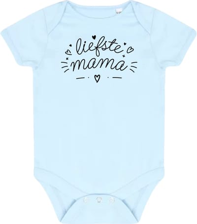Moederdag cadeau - Romper voor Baby's - Jongens & Meisjes - Cadeau voor de Liefste Mama met zwarte opdruk - Ronde hals - Korte mouwen - 100% Katoen - Verkrijgbaar in maten van 0-3 maanden t/m 12-18 maanden - Diverse kleuren: Wit, Roze & Blauw