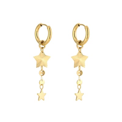 Minimalistische oorbellen ster - Michelle Bijoux - Gouden oorbellen - Goud - Stainless steel - Nikkel vrij - 4,50 x 1 cm - Oorbellen ster - Dames oorbellen - Kerst sieraden - Kerst oorbellen - Cadeau voor dames - Valentijn - Moederdag