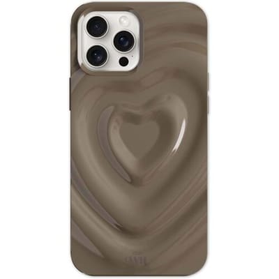 xoxo Wildhearts Biggest Love Brown telefoonhoesje - Geschikt voor iPhone 12 Pro Max - Heart case - Hoesje met hartjes patroon - Case met hart - telefoonhoesje met camera bumper - Bruin
