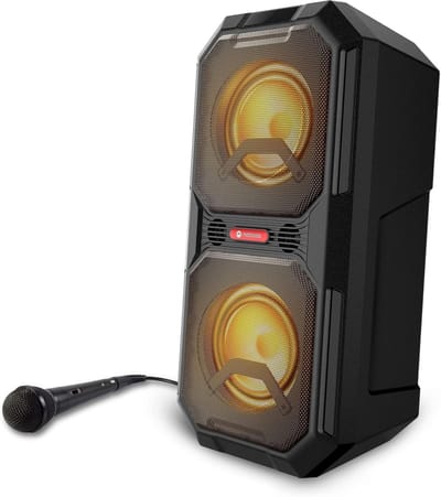 Draadloze Speaker - Bluetooth Geluid - Feest Muziek - Met Karaoke Microfoon - 80 Watt Vermogen - Blauw