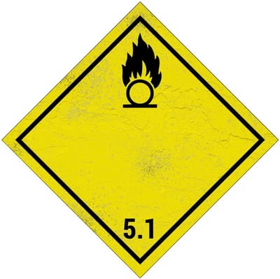 ADR klasse 5.1 oxiderende stoffen bord | Sign Again materiaal | 10 x 10 cm