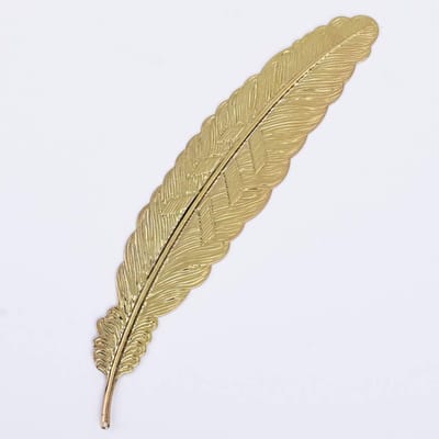 Boekenlegger veer - Bladwijzer - Boek lezen - Bookmark - Feather - Metaal - Goudkleurig - 11 cm - Cadeau boekenwurm - Jonyx