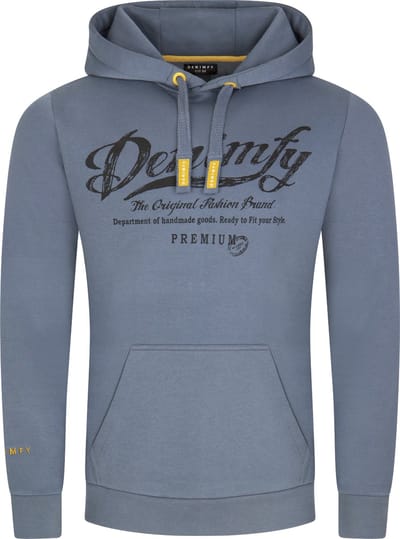 DENIMFY Heren Sweatshirt DFArno regular fit Blauw M Volwassenen Hoodie Capuchon Sweatshirt