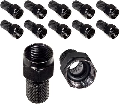 Maclean - 10 stuks satelliet F-stekker, TV-systeem, RG5.9, RG6, 6.8mm, nikkel met afdichting, professioneel, zwart, MCTV-903