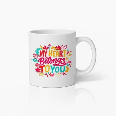 My Heart Belongs to You Mok – 330ml Romantische Liefdes Koffiemok – Perfect Valentijnsdag Cadeau voor Stelletjes, Haar of Hem