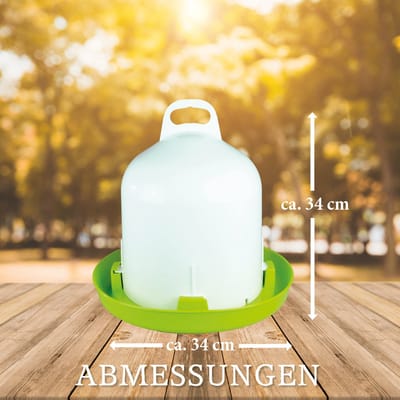 MyHens Kippendrinkbak Pluimveedrinkbak dubbelwandige drinkbak 6 L – eenvoudig te vullen waterdrinkbak van breukvast kunststof met bajonetsluiting, groen