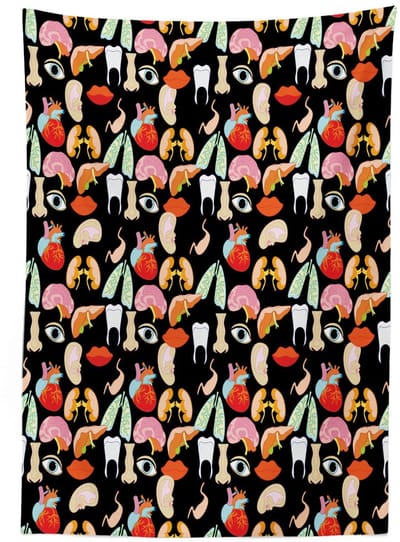 ABAKUHAUS Hawaii Tafelkleed – 140x200 cm – Satijn, Lichtblauw/Multicolor