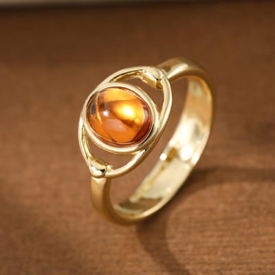 Ensemble de bagues de style simple et élégant serties de pierres précieuses artificielles en matériau cuivre, bague bijou pour femme pour les occasions formelles 10 brown