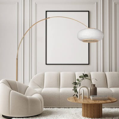 Steinhauer Boogvormige vloerlamp Sparkled Light brons/grijs linnen, 240 cm