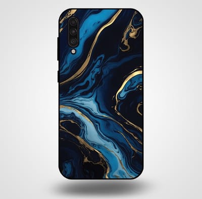 Smartphonica Telefoonhoesje voor Samsung Galaxy A30s met marmer opdruk - TPU backcover case marble design - Goud Blauw geschikt voor Samsung Galaxy A30s