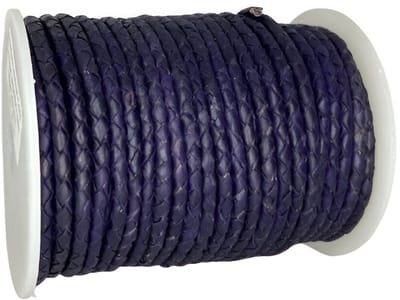Gevlochten Leren Koord Rond, 10 m x 4 mm - Rond Gevlochten Lederen Koord, Voor Halskettingen, Armbanden, Sieraden, Knutselkralen en Veters (Paars)