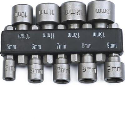 DW4Trading 9-delige Metrische Zeskant Dopsleutel Set in Houder - 5-13 mm