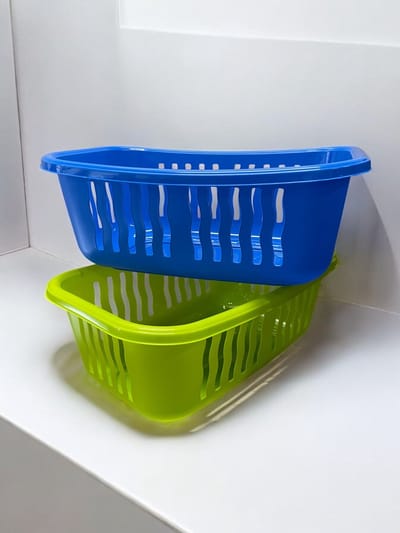 HL - Wasmanden - Set van 2 stuks - Wasmand - Wassorteerders - 30 Liter - Blauw & Groen - Kunststof - 2 stuks