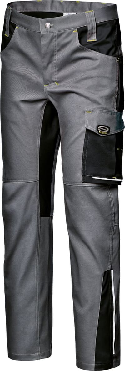 SIR SAFETY FUSION STRETCH Werkbroek HEREN Veiligheidsbroek Leigrijs Zwart - Met Hamerlus - Met D ring - Met Kniezak