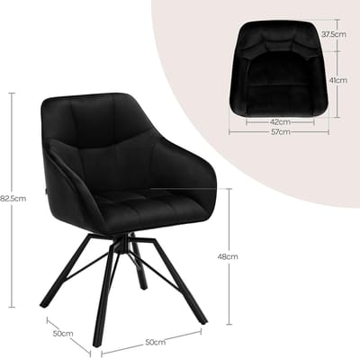 Eetkamerstoelen Set van 6 Draaibaar - Zwart - Novihome
