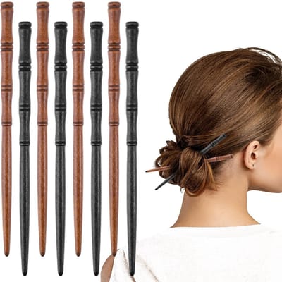 Dailygoods- Haarstokjes 17,5 cm - Houten Haarspelden - Retro Haaraccessoires - 8 Stuks - Duurzaam - Comfortabel Gebruik - Haarspeld