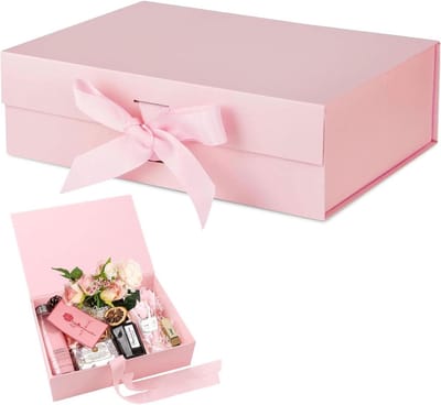 Dailygoods- Geschenkdoos met strik - Opvouwbare Doos - Decoratieve Cadeauverpakking - 23x17x7cm - Papiermateriaal - Geschikt voor Feestjes - Cadeaudoos