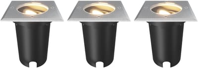 Ledvion Set van 3 LED Grondspot Buiten IP67 10W 230V GU10 vierkant