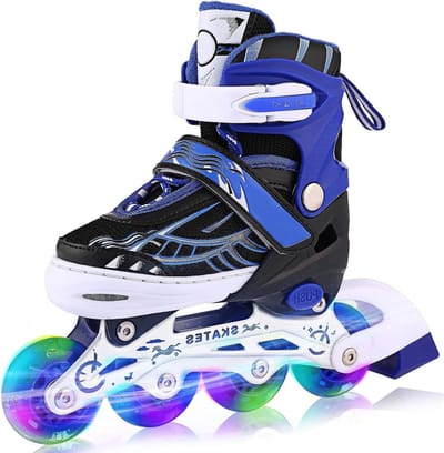 Inline skates kinderen instelbaar rolschaatsen lichtgevende wielen drievoudige bescherming