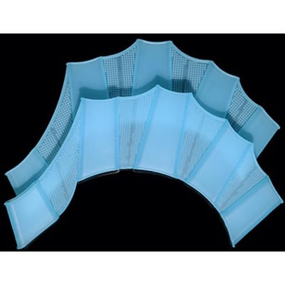 Palmes de natation en silicone pour hommes, femmes, enfants, piscine, sport, entraînement professionnel, doigts, main, gants palmés, équipement M bleu