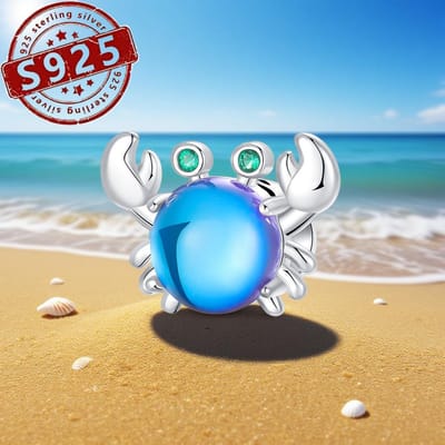 Cuivre Authentique Bleu Exquis Pendentif Charme Perles Forme Crabe Convient Bracelet Original Bijoux Charme Perle Collier Diy Article Bijoux Femme white
