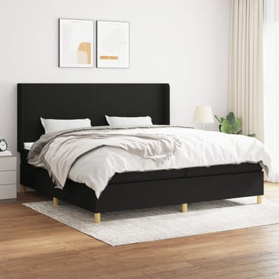 vidaXL - Boxspring - met - matras - stof - zwart - 200x200 - cm