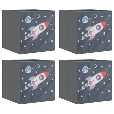 vidaXL - Opbergboxen - 4 - st - inklapbaar - 32x32x32 - cm - ongeweven - stof - grijs