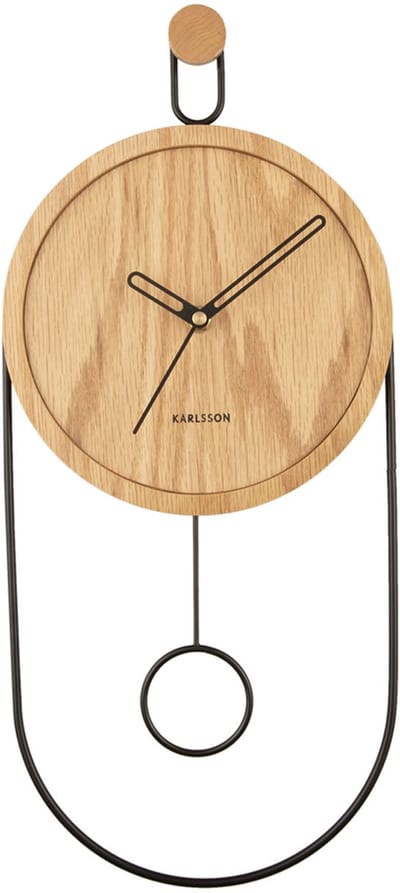 Karlsson Wandklok Swing - Licht Hout - 20x4x46cm - Wandklok Scandinavisch,Modern