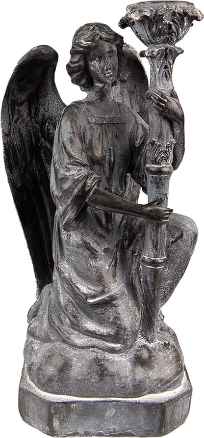 Clayre & Eef Kandelaar Engel 29 cm Grijs Kunststof