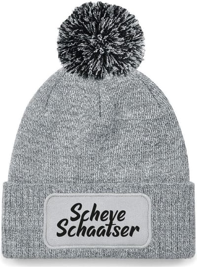 Scheve schaatser wintermuts grijs met pompoen - soBAD. | Wintersport | Après ski outfit Warme Muts voor Volwassenen | Heren en Dames Beanie | Schaatsen | Wintermuts