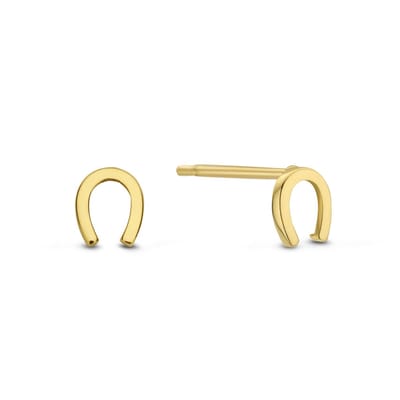New Bling 9NBG-0717 Gouden Oorknopjes Hoefijzer - Oorbellen - Hoefijzer - 4x3,4mm - Oorstekers - 14 Karaat - Goud