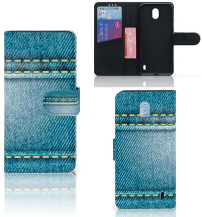 Nokia 1 Plus Wallet Case met Pasjes Jeans