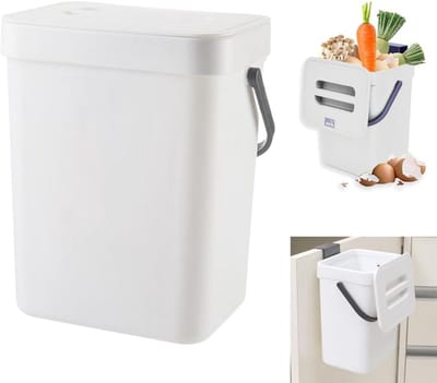Keuken afvalemmer - Biobak prullenbak - Afval scheiden - Geurdicht deksel - 3 liter - Wit
