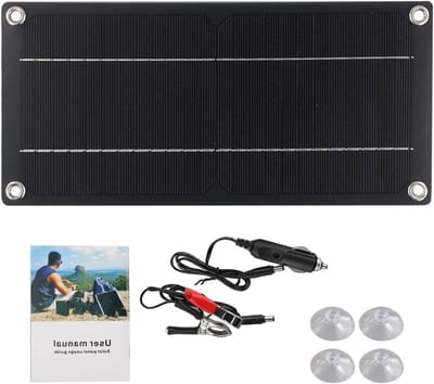 Zonnepaneel Oplader - Zonne-energie Kit - 12V Batterij Laden - Hoge Laadefficiëntie - 35 x 25 x 3 cm - Zwart