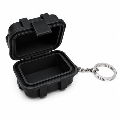 Mini Rugged Box Sleutelhanger – Waterdichte Hardcase Opbergdoos 6 × 5 × 4 cm – Pocket Organizer voor Sleutels, Geld, Pillen en SD-Kaarten – Zwart