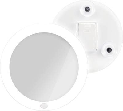 EMKE Makeup Spiegel - 5x Vergroting - met Zuignap en Verlichting - Wit - 16.5cm - Scheerspiegel - Make-Up