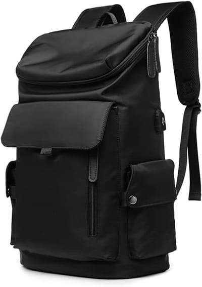 Famanu - Laptop Casual Rugzak voor 17 Inch, Lichtgewicht Waterdichte Reis Rugzak met USB-oplaadpoort, Anti-Diefstal Grote Werk Computer Bag, Duurzame School Rugzak Daypack voor Mannen en Vrouwen, Zwart