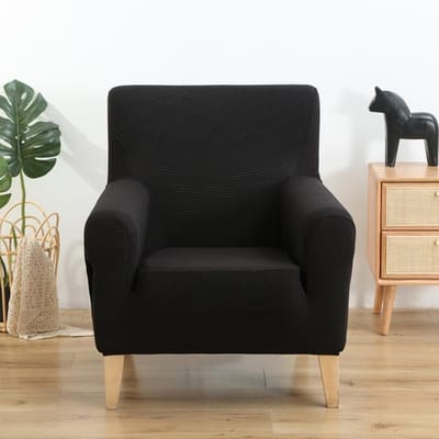 Club Tub Chair Hoes, Stretch Spandex Verwijderbare Geometrische Patroon Fauteuilhoezen, Kleine Bankbeschermer Voor Woonkamer, universal size zwart