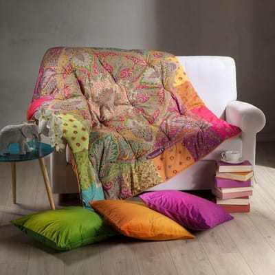 Gewatteerde Deken Boho Stijl Koraal - Zachte Plaid voor Bank en Bed (130x170 cm)