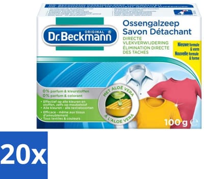 20 x Dr.Beckmann - Vlekkenverwijderaar - Ossengalzeep Met Aloë Vera - Witte en Gekleurde Was - 100g - Vlekkenverwijderaar - Textiel Reinigen - Tapijt Reinigen - Meubel Reinigen - Aloë Vera