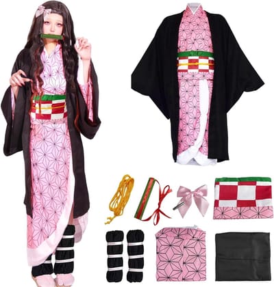 Anime Kostuum voor Giyuu, Shinobu, Mitsuri, Muichirou, Tanjiro, Nezuko en Zenitsu, Cosplay Outfit voor Carnaval, Halloween en Anime Conventies