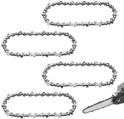Kettingzaagketting 10 cm - 4 Stuks met 28 Aandrijfschakels, Terugslagarme Kettingen voor Houtbewerking