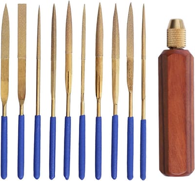 Juweliersvijlenset 11-delig - Precisie vijlen - Metaalbewerking Sieraden - Ergonomisch palissander - 11 stuks - Goud