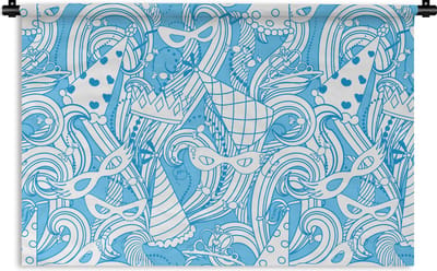 Wandkleed - Wanddoek - Patronen - Carnaval - Masker - 90x60 cm - Wandtapijt