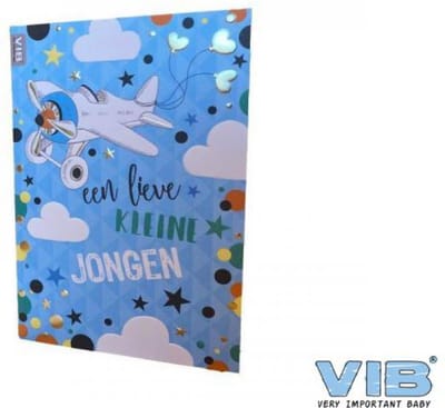 Wenskaart Folie/Embossing 'Een lieve kleine Jongen' Blauw