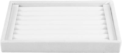 Elegante witte ringdisplayhouder van fluweel voor sieraden, perfect voor het tonen van ringen en accessoires in stijl