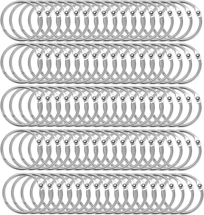 Set van 150 losbladige ringringen 2,5 cm - zilveren metalen boekringen voor kantoororganisatie, flashkaarten en sleutelhangers